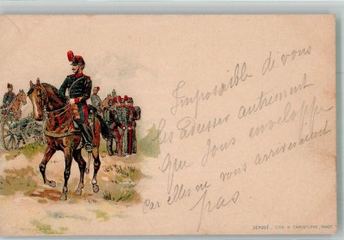 Artillerist u. berittener Offizier Militär Frankreich Lithographie