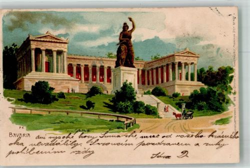 W8000 München Bavaria u. Ruhmeshalle Künstlerpostkarte No. 427 Zieher Ottmar 1900 Lithographie