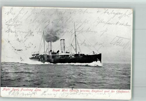 Night Boat Flushing Line Postschiff England/Kontinent Raddampfer 1906