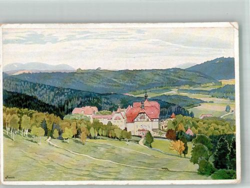 Landeshut in Schlesien Kamienna Góra Künstlerkarte sign. Hirschberg-Cunnersdorf Iwan Friedrich Volksheilstätte