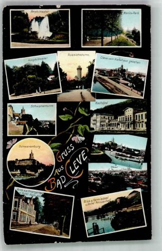 47533 W4190 Kleve , Niederrhein 1909 - Moritz Park Aussichtsturm Schwanenturm Badhotel