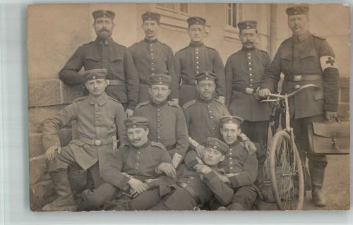 53879 W5350 Euskirchen 1915 - WK I Sanitäter Fahrrad Ort lt. Stempel