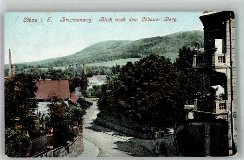 02708 O8700 Löbau 1907 - Brunnenweg Blick zum Löbauer Berg