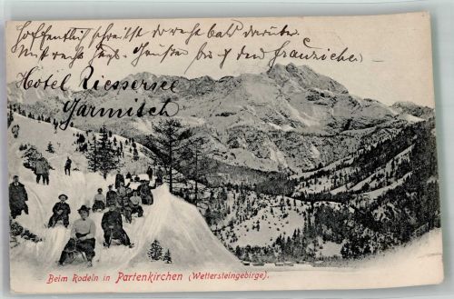 82467 W8100 Partenkirchen 1906 - Winter Rodeln Wettersteingebirge