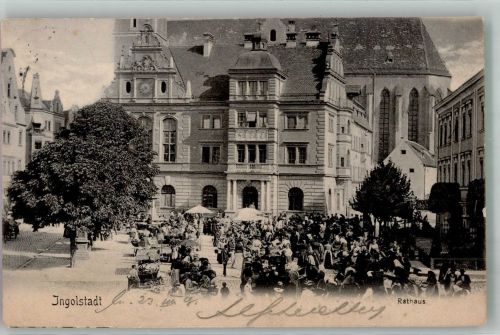 85049 W8070 Ingolstadt , Donau 1901 - Rathaus Marktszene
