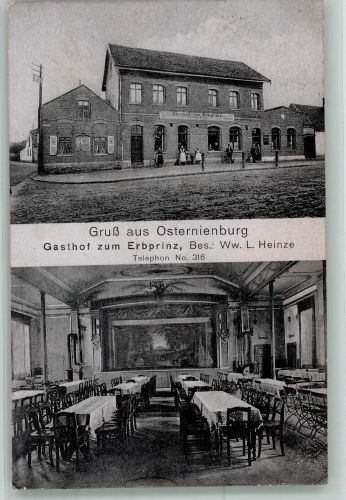 06386 O4374 Osternienburg Foto AK Gasthaus zum Erbprinz Gastraum Bühne