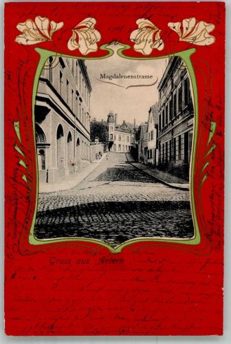 06556 O4730 Artern /Unstrut 1904 Passepartout Jugendstil Magdalenengasse