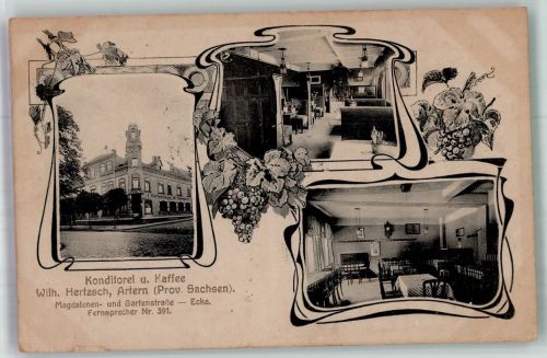 06556 O4730 Artern /Unstrut Foto AK Conditorei-Cafe Hertzsch Gaststube