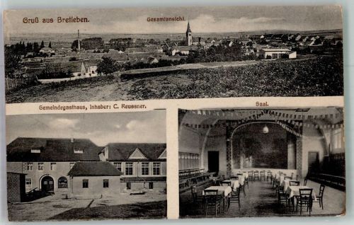 06556 O4731 Bretleben Foto AK Gemeinde-Gasthaus Festsaal