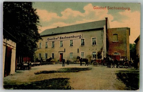 06578 O4731 Sachsenburg b Artern 1912 Foto AK Gasthaus Sachsenburg Fuhrwerke