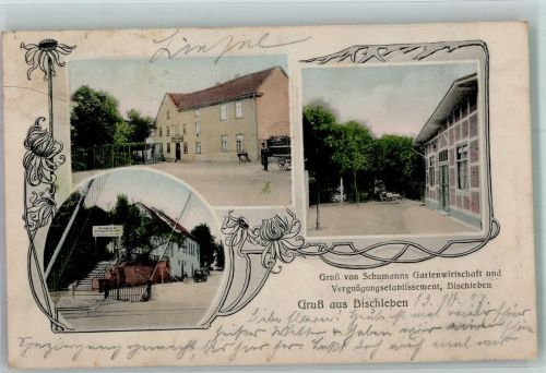99084 O5101 Bischleben-Stedten 1907 - Gasthaus Etablissement Schuhmann Beschrankter Bahnübergang