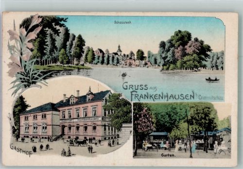 06556 O4730 Bad Frankenhausen ,Kyffhäuser 1919 - Schlossteich Gondeln Gasthaus Frankenhausen Gartenwirtschaft