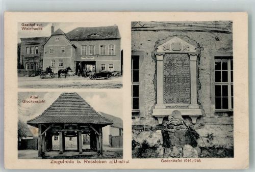 06268 O4241 Ziegelroda - Alter Glockenstuhl Gedenktafel 1914/1918 Gasthaus zur Weintraube