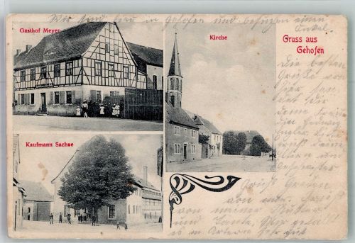 06571 O4731 Gehofen - Gasthaus Meyer Dorfkirche Haus von Kaufmann Sachse