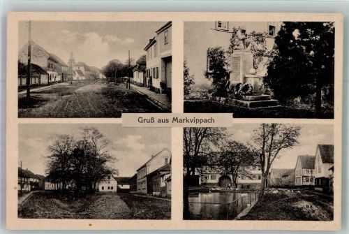 99195 O5101 Markvippach Foto AK Dorfstrasse Dorfweiher Denkmal