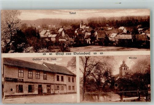 99192 O5103 Neudietendorf 1924 - Dietendorf Gasthaus Bach Dorfkirche
