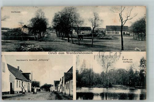 06388 O4371 Werdershausen 1914 - Dorfplatz Gasthaus Erholung Am Dorfteich