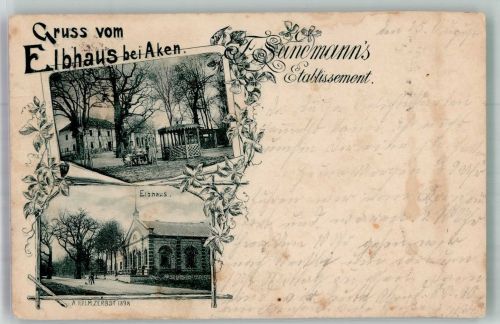06385 O4372 Aken 1898 - Gasthaus Sandmann's Etablissement Elbhaus Garten