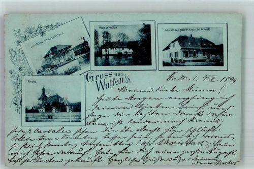 06369 O4371 Wulfen b Köthen, Anh 1899 - Leimfabrik Capellenteich Wassermühle Gasthaus zum goldenen Engel