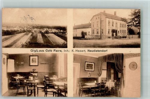 99192 O5103 Neudietendorf 1916 Foto AK Cafe Favre Gaststube Bahnpost Gotha- Zug 559