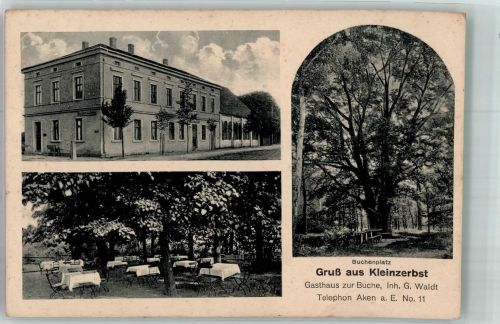 06385 O4371 Kleinzerbst b Köthen, Anh 1916 - Gasthaus zur Buche Gartenwirtschaft Buchenplatz
