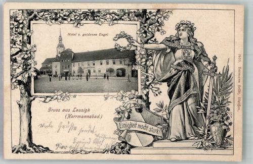 06386 O4371 Lausigk 1903 - Siegesgöttin Hotel zum goldenen Engel