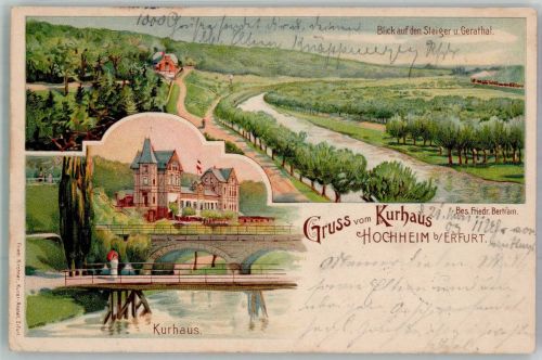 99084 O5034 Hochheim 1903 Lithographie Kurhaus Hochheim Steiger und Geratal