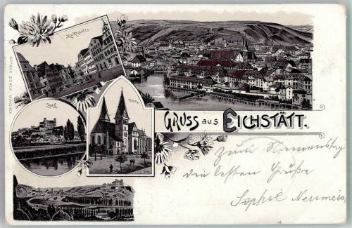 85072 W8078 Eichstätt , Bay 1902 Lithographie Marktplatz Dom Burg Verlag Ottmar Zieher-München