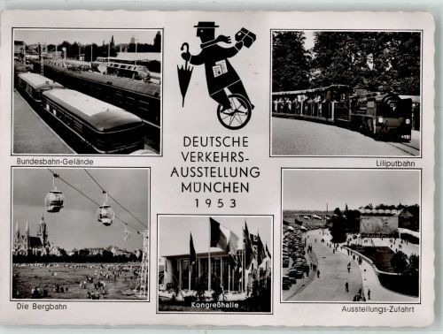 W8000 München Verkehrsausstellung Liliputbahn Bergbahn Gewerbeausstellung 1953