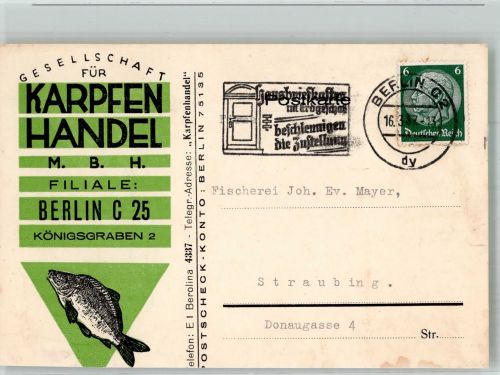 W1000 Berlin Mitte Gesellschaft für Karpfenhandel Lebensmittel 1937