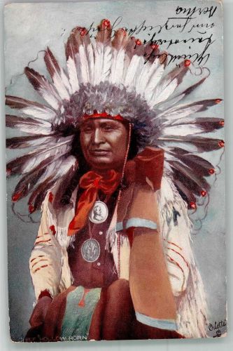 Raphael Tuck Oilette Nr. 2171 Hollow Horn Indianer Künstlerkarte