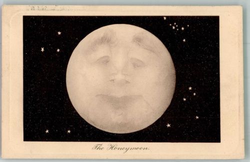 The Honeymoon Mond vermenschlicht Himmelskörper 1909 Künstlerkarte