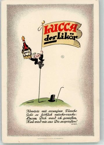 W7100 Heilbronn , Neckar Lucca der Likör sign. Frank Alkoholwerbung Gebrauchsspuren