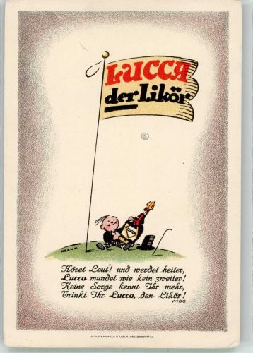 W7100 Heilbronn , Neckar Lucca der Likör sign. Frank Alkoholwerbung Gebrauchsspuren