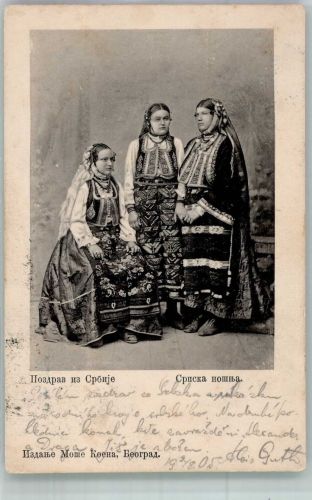 Frauen in Tracht Trachten Serbien 1905 Gebrauchsspuren