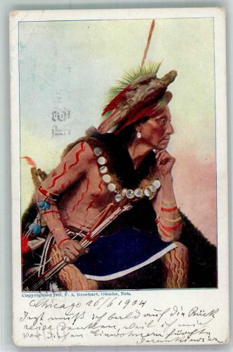 Pfeil und Bogen Körper bemalt Indianer 1904 Gebrauchsspuren