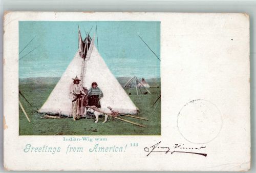 Indian Wigwam Private Mailing Card Indianer 1899 Gebrauchsspuren