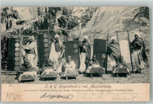 W4000 Düsseldorf Völkerschau aus Indien auf der Düsseldorfer Ausstellung Zoo 1904 Gebrauchsspuren