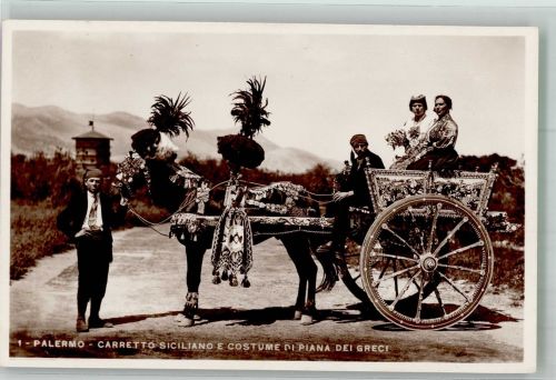 Palermo Sizilanischer Wagen u. Piana Dei Greci Tracht Kutsche