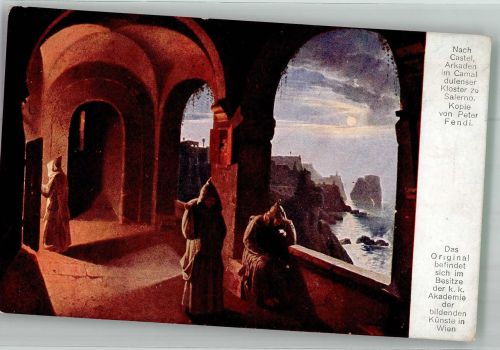 Salerno sign. Gerstmayer Josef Arkaden im Camaldulenser Kloster Mönch Künstlerkarte