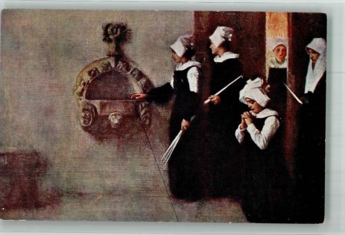 sign. Dagnan-Bouveret Gottesdienst Novizien Kilo 820 Mönch Künstlerkarte