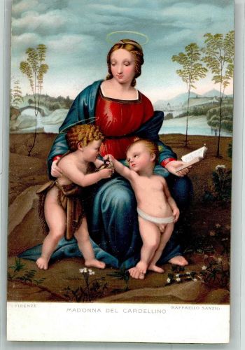 Firenze sign. Sanzio Raffaello Madonnadel Cardellino Heilige Künstlerkarte