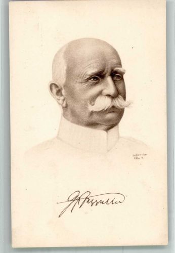 sign. Brüncker E. Faksimile Zeppelin, F. Graf von Künstlerkarte