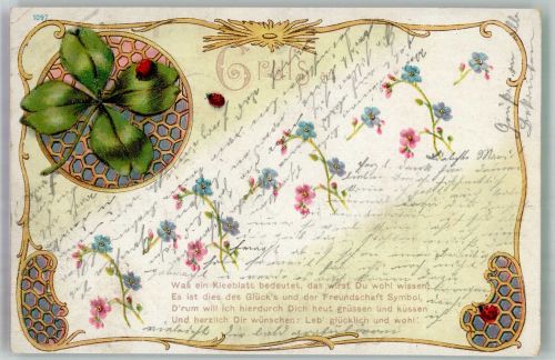 Gedicht Klee Marienkäfer Blumen Jugendstil 1901
