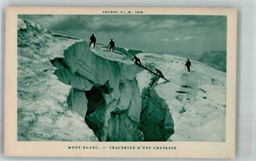 Mont Blanc Überquerung einer Schlucht Agenda P.L.M. 1926 Gletscher