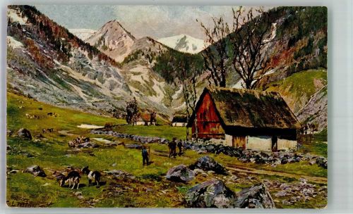 sign. Liebich, Curt Wormpseltal m. Spitzköpfen u. Hohneck Ziege 1918 Künstlerkarte