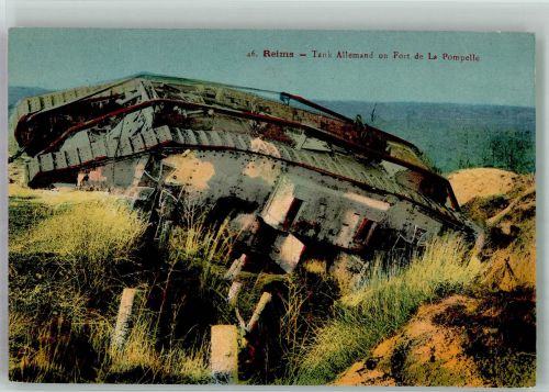 Reims Deutscher Panzer auf Fort de la Pompelle Panzer (WK I)