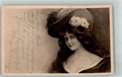 Hutmode Frau Künstlerkarte 1904 Künstlerkarte