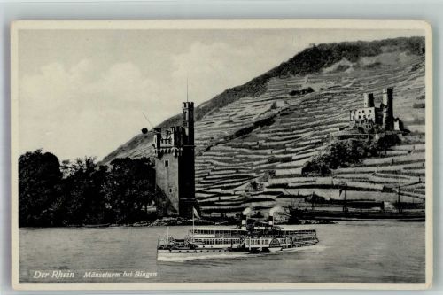 W6530 Bingen am Rhein Mäuseturm und Burg Ehrenfels Rheinschiff