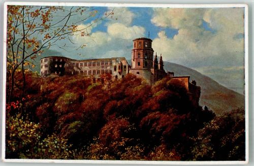W6900 Heidelberg , Neckar Das Schloss v.d. Terrasse gesehen Hoffmann, H. Künstlerkarte